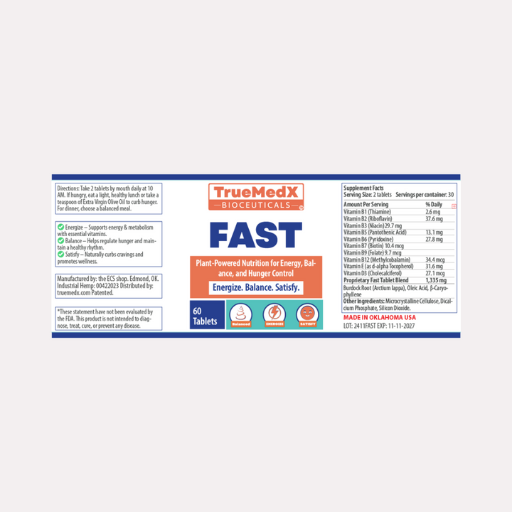 TrueMedX FAST Tablets | Natural Hunger Control & Energy Support