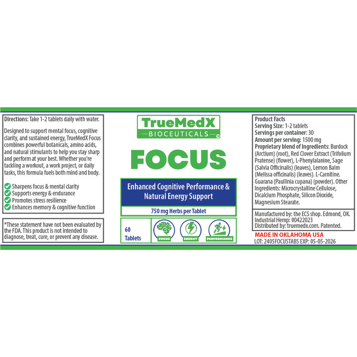 truemedx focus tablet label