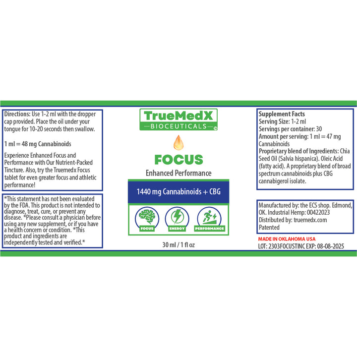 truemedx focus tincture drops label