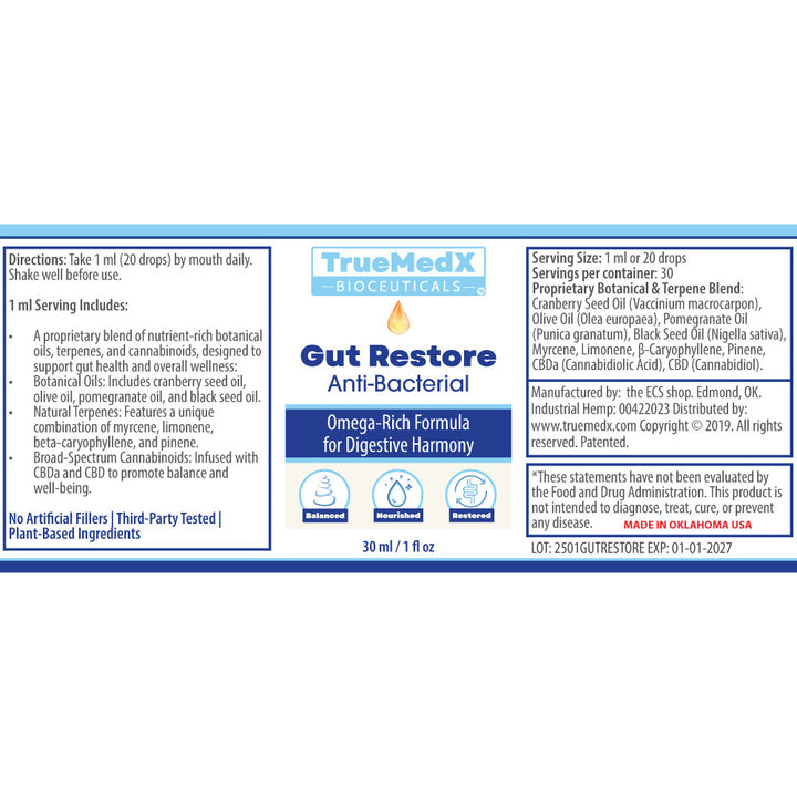 truemedx gut restore drops label