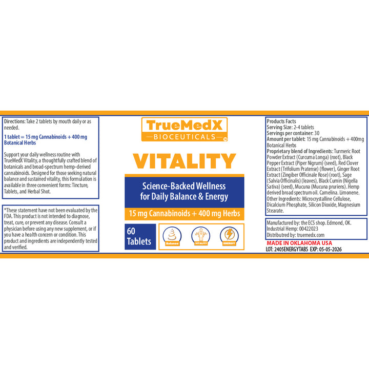 truemedx vitality tablet label