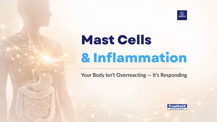 Mast cells and inflammation concept showing cellular signaling and immune response imbalance