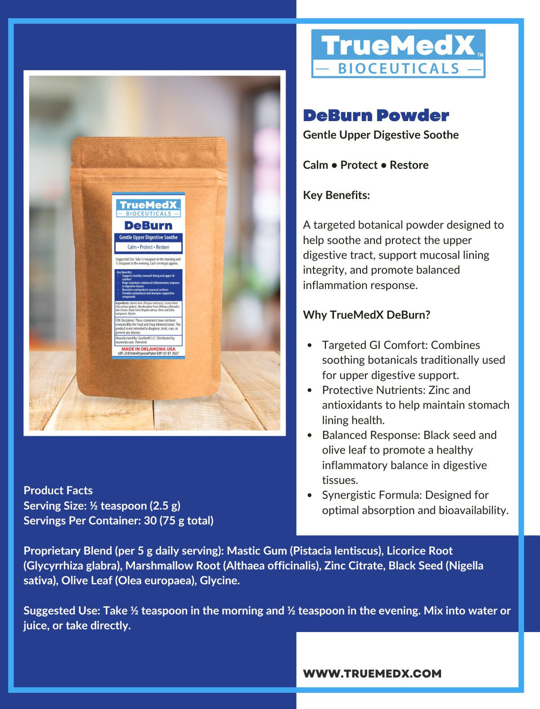 TrueMedX DeBurn – Gentle Upper Digestive Soothe