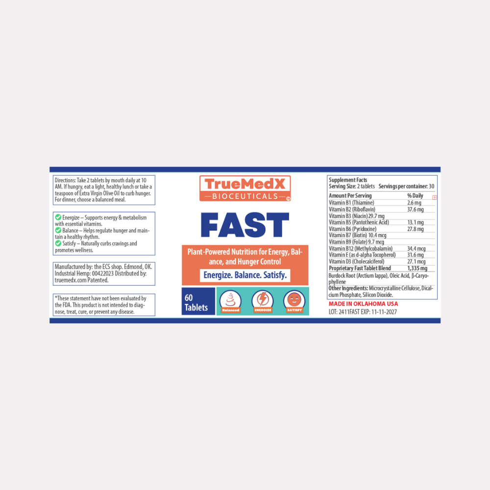TrueMedX FAST Tablets | Natural Hunger Control & Energy Support