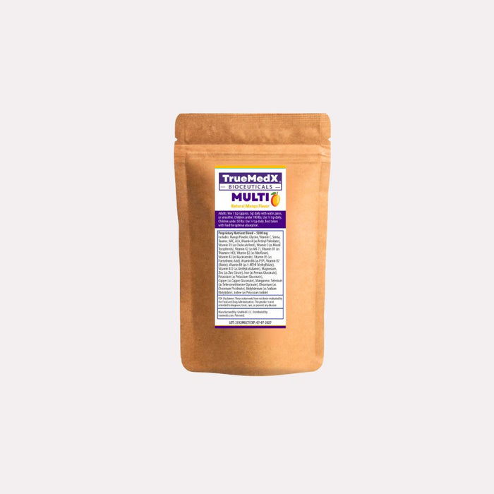 TrueMedX Multi Powder sweet mango multivitamin with vitamins, minerals and amino acids, 30 servings