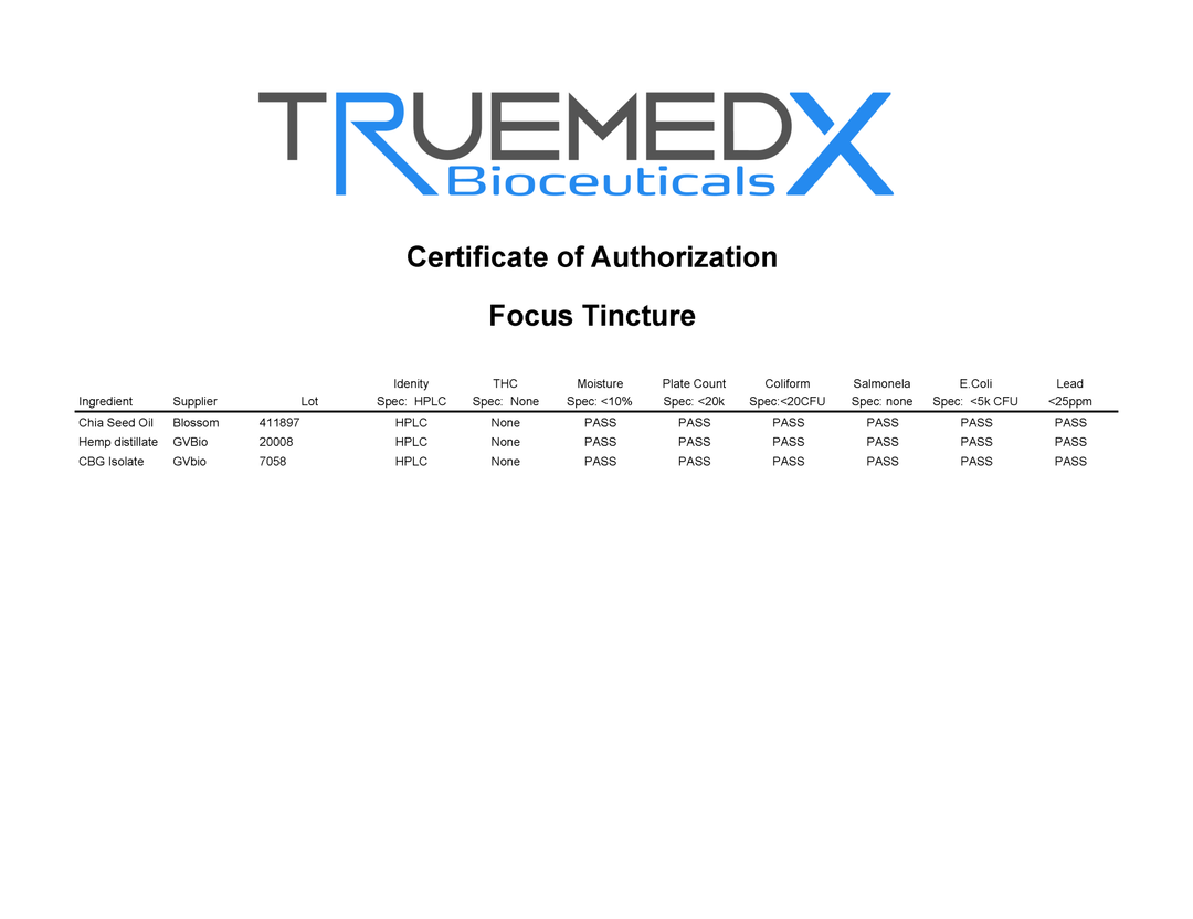 TrueMedX Focus Tincture - TrueMedX Bioceuticals